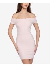 B DARLIN Womens Short Sleeve Off Shoulder Mini Cocktail Body Con Dress