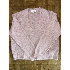 Michael Stars Sweater XS Pink Marled Confetti Long Sleeve V-Neck Crop Pullover 
