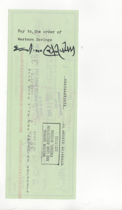 "Tobacco Road" author Erskine Caldwell endorsed cancelled check TN bookstore