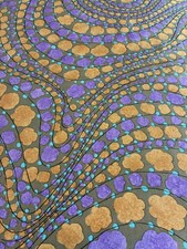 Vintage 60s 70s Mod Psychedelic Scarf Feels Like Silk Twill Hand Rolled 36