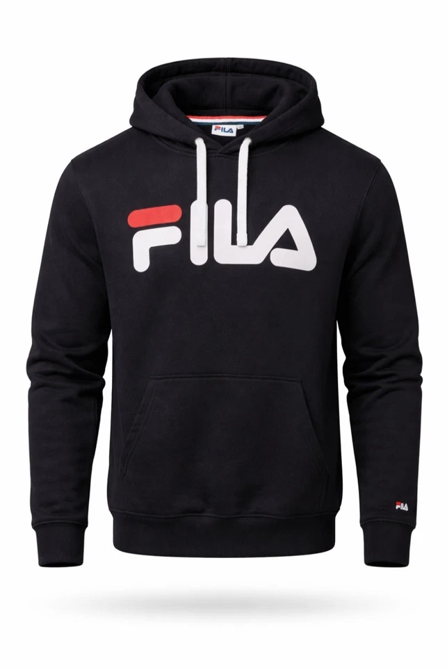 👕 SWEAT À CAPUCHE FILA 💚 COTON NOIR HOMME TAILLE L 42 / 44 - Photo 1/4
