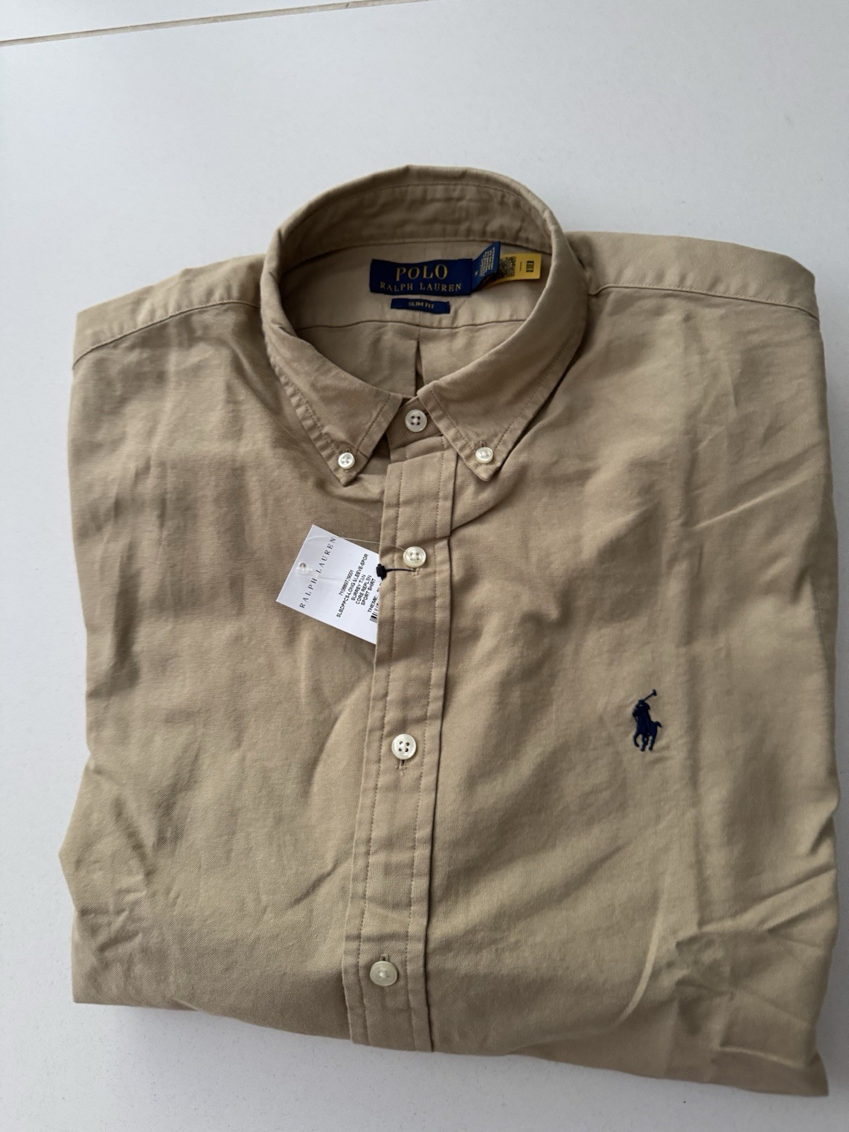 BNWT Polo Ralph Lauren Slim Fit Garment-Dyed Tan Size M Oxford Shirt. RRP£145 image 2