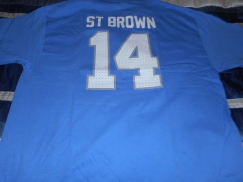 Amon RA ST. Brown Detroit Lions #14 NFL Team Apparel T-Shirt Adult XL NEW W/TAG