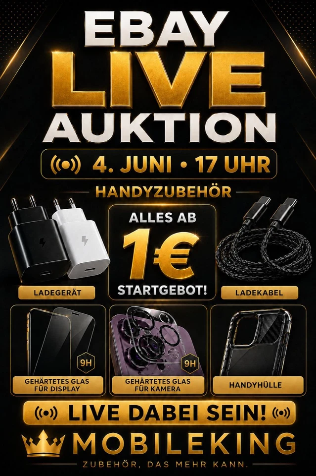 Alles ab 1€ live Auktionen: iPhone,  Samsung, Huawei, Xiaomi Handyzubehör