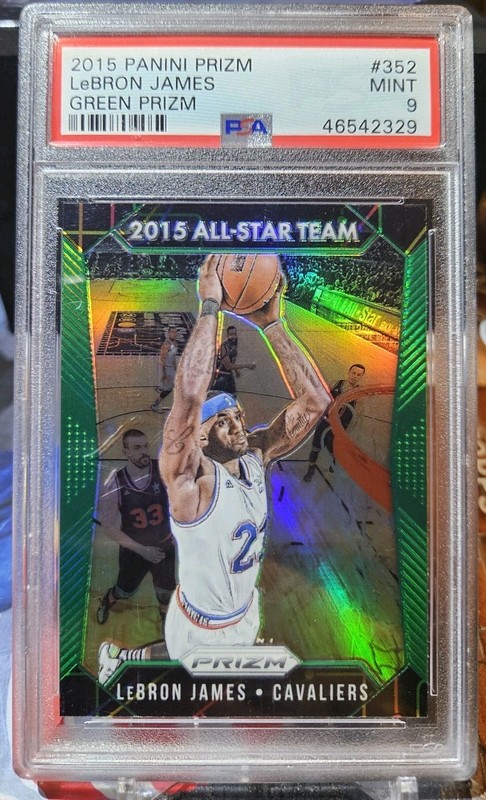 LEBRON JAMES PANINI EMERALD GREEN PRIZM ALL-STAR TEAM 2015-16 PSA 9 NON-AUTO SP