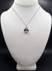 Vintage Filigree Bell Pendant Silver Tone Necklace Faux Pearl 18” Chain — photo 1