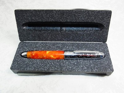 BREITLING Ballpoint Pen Orange Marble Silver with Box Mint