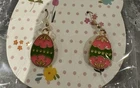 Easter Egg Bunny Oval Pink Earrings