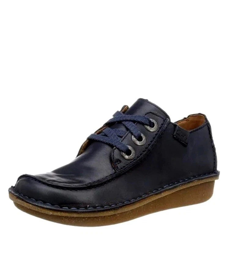 Clarks Ladies Funny Dream Navy Leather Shoes UK Size 4 E EU 37