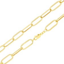 14k Yellow Gold 7mm Paperclip Chain Rolo Dainty Link Cable Necklace Womens 16"