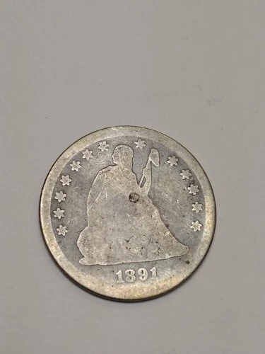 1891 Seated Liberty Silver United States Quarter Dollar. 900 Fine!