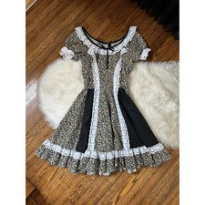 Vintage Diseños de Munoz Floral Lace Milkmaid Prairie Dress