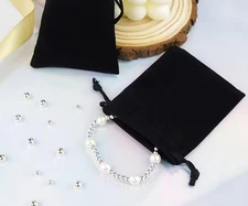 10pcs Velvet Drawstring Jewelry Pouches Gift Bags 2.7x3.5" Black Soft Storage