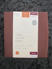 Marks and Spencer Brush Cotton Single Fitted Bed Sheet New In Packaging