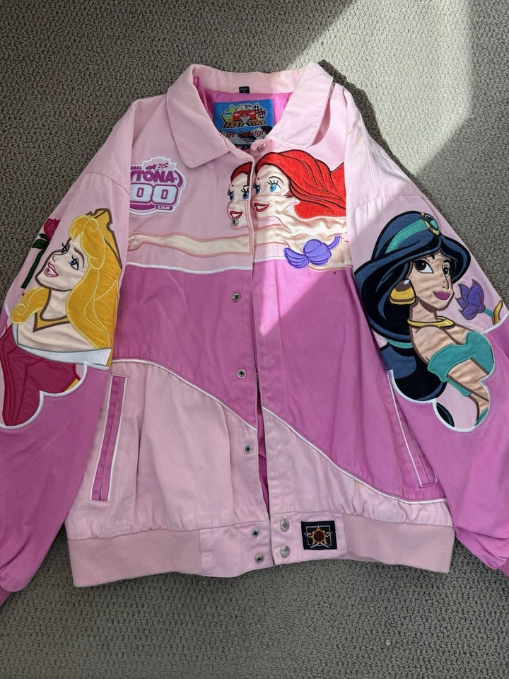 Vintage Disney Princess Pink Jacket with Ariel, Jasmine JH Daytona XL - Image 2 of 4