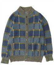Vintage Mens Cardigan Sweater IT 52 Large Blue Check DI14
