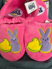 PEEPS PINK SLIP ON SLIPPERS GIFT SET WITH EYE MASK BIG BOY GIRL MEDIUM 13-1