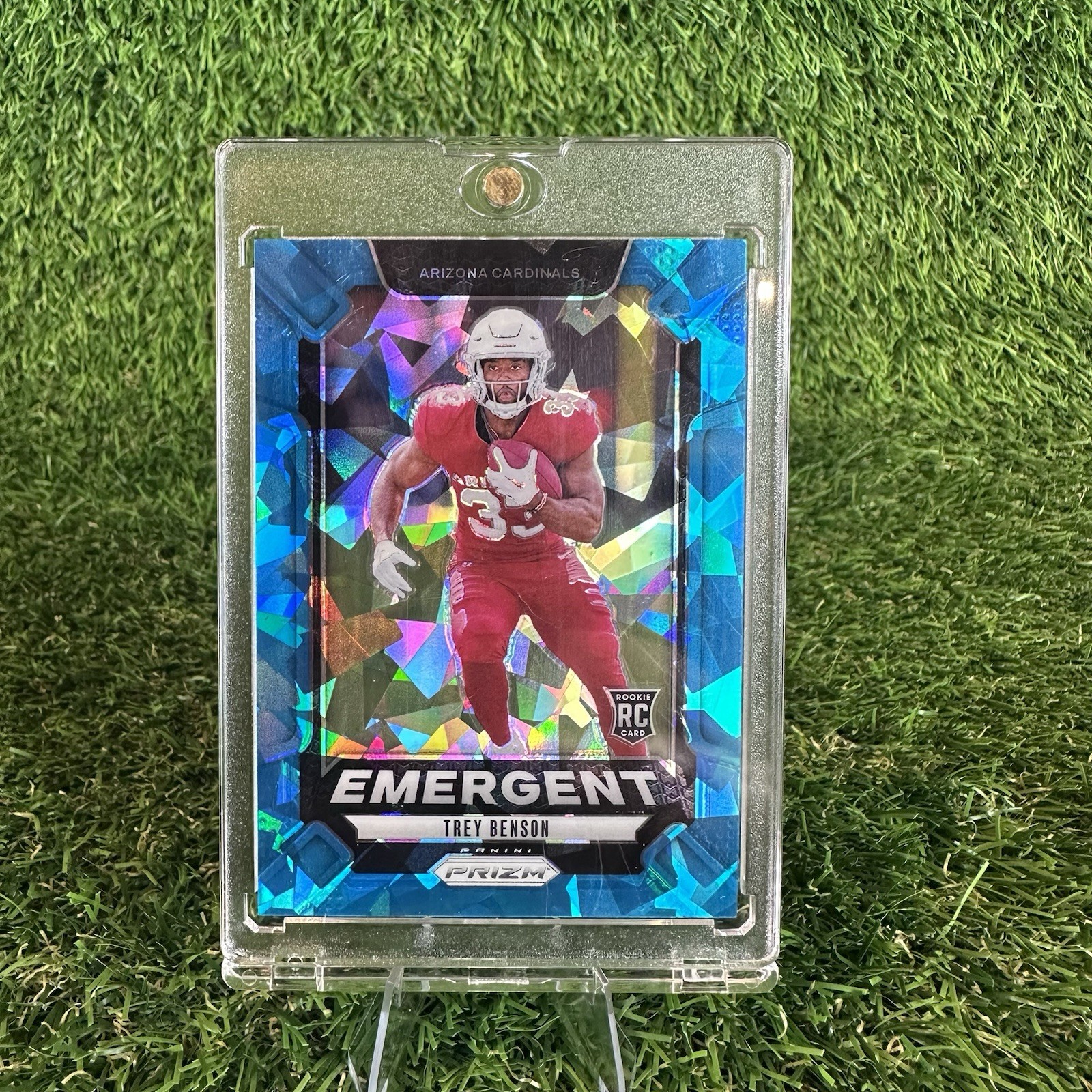 2024 Panini Prizm Trey Benson Emergent Rookie RC Blue Ice /99 Arizona Cardinals