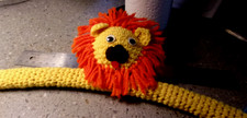Handmade Crocheted Yellow Orange Mane Black Nose Lion Kids Closet Hanger 13"