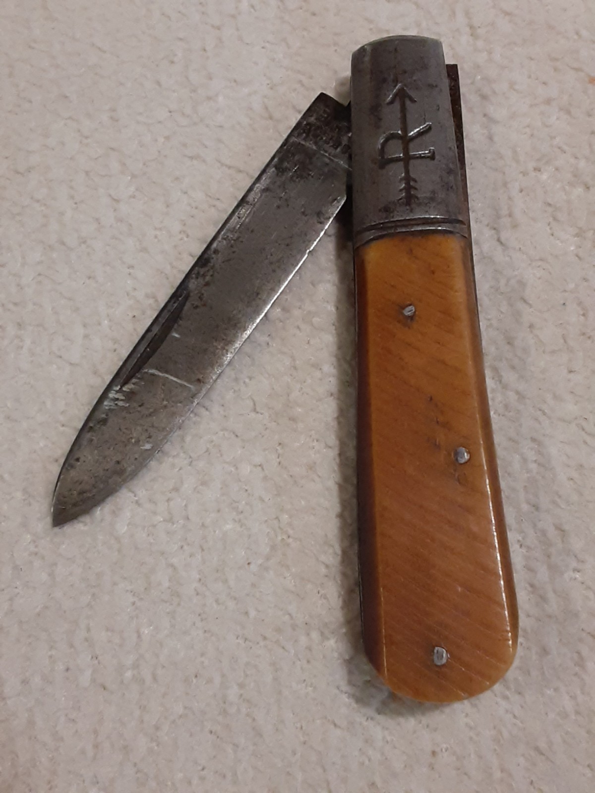 Vintage Russell Barlow Pocket Knife 1 Blade Great Snap