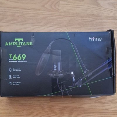 FIFINE AmpliTank T669 USB Wired Condenser Mic Kit Boom Arm Pop Filter Black