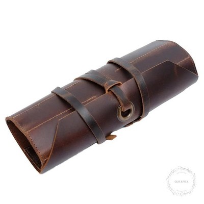 Leather Tool Roll Up Pouch 10 Slots Leather Tool Wrench Roll/Chisel Bag Portable