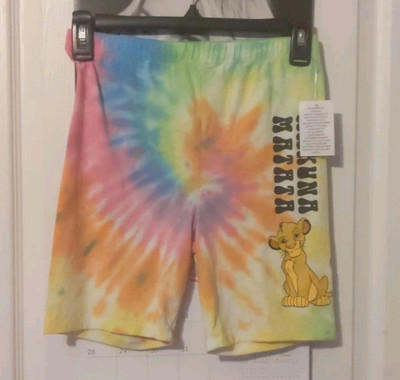 Disney Lion King Young Simba Hakuna Matata Tie Dye Biker Athletic Shorts Sz Xs
