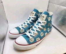 Converse Chuck Taylor All Star Mens Sz 10.5 Blue Custom Cat Print High Top Shoes