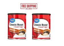 2pacGreat Value Classic Medium Roast Naturally Caffeinated Ground Coffee 9.6 oz