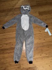 Boys XS 4/5 Cat  Jack Wolf Union Suit One Piece Hoodie Pajamas Fleece Hooded