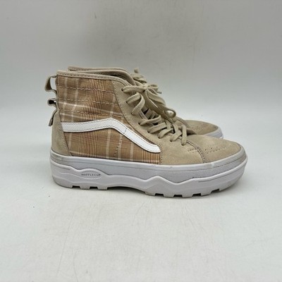 Vans Sk8-Hi WaffleCup unisex Shoes Beige Plaid Suede Size 5.5 | US Men s 4