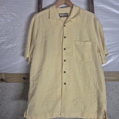 Havana Jack's Cafe Mens Mens 100% Rayon Button Down Shirt Size 2XL Yellow