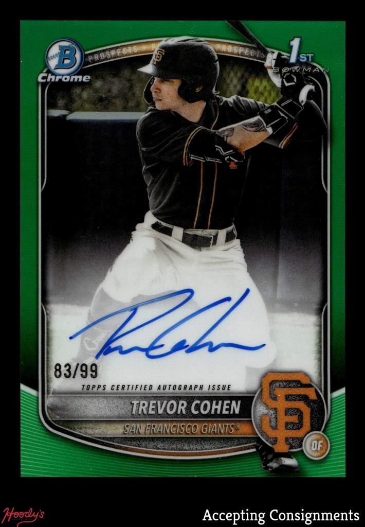 2025 Bowman Chrome Draft Green Refractors Trevor Cohen 1st ROOKIE AUTO 83/99