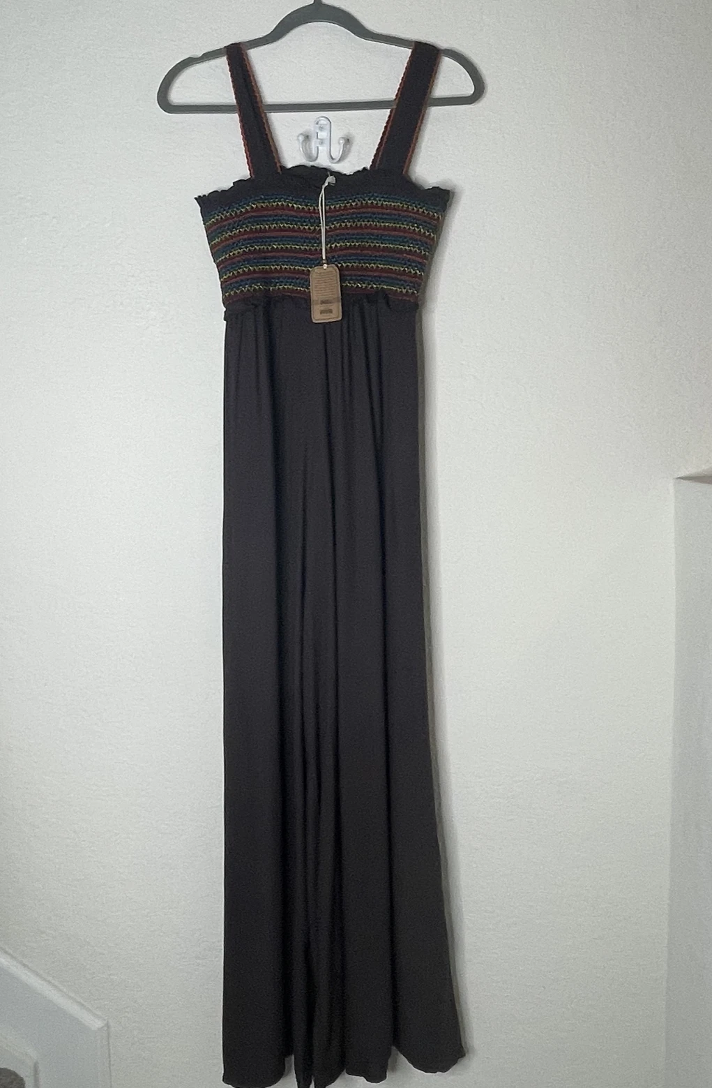 NWT Natural Life Sleeveless Smocked Wide Leg Jumpsuit Small Brown Multicolor