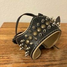 Canine Genuine Leather Muzzle Spikes Studded Black Dog Medium/Large Punk