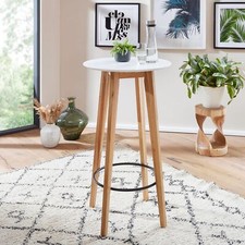 FineBuy Stehtisch 60x110x60cm Weiß Bartisch Skandinavisch Rund Tisch Partytisch