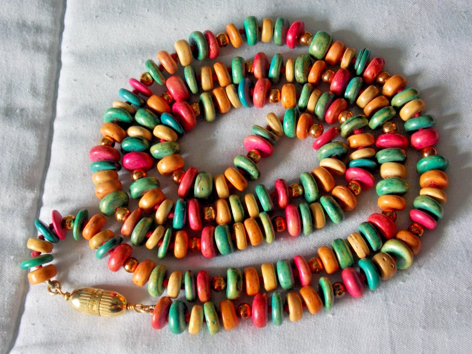 COLLANA LUNGA CELINE ITALY MULTICOLORE PERLINE IN LEGNO 36"