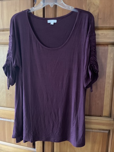 14th & Union Cinched Sleeve burgundy top NWOT xl - Picture 2 of 3