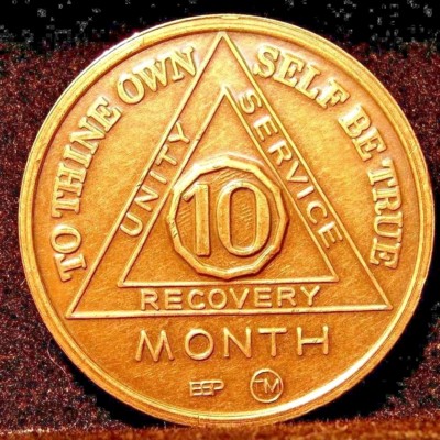 Alcoholics Anonymous AA 10 Month Bronze Medallion Token Coin Chip ...