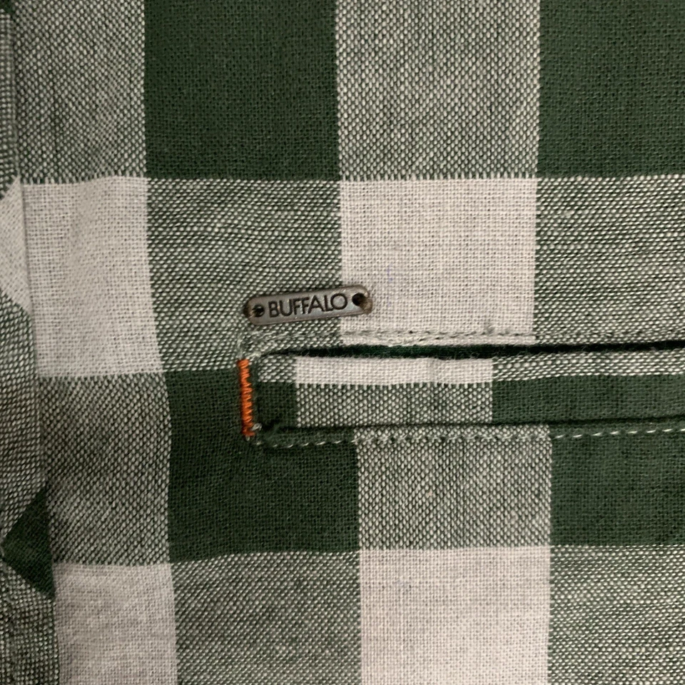Buffalo David Bitton Mens LS Button Cotton Pocket Button Plaid Green Men’s Sz S - Image 4 of 4