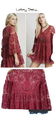 Free People Kens Pirates Booty Lace Tunic Top Boho Size XS Flaw