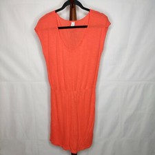 Old Navy women's size M t-shirt dress orange v-neck cap sleeves elastic waist