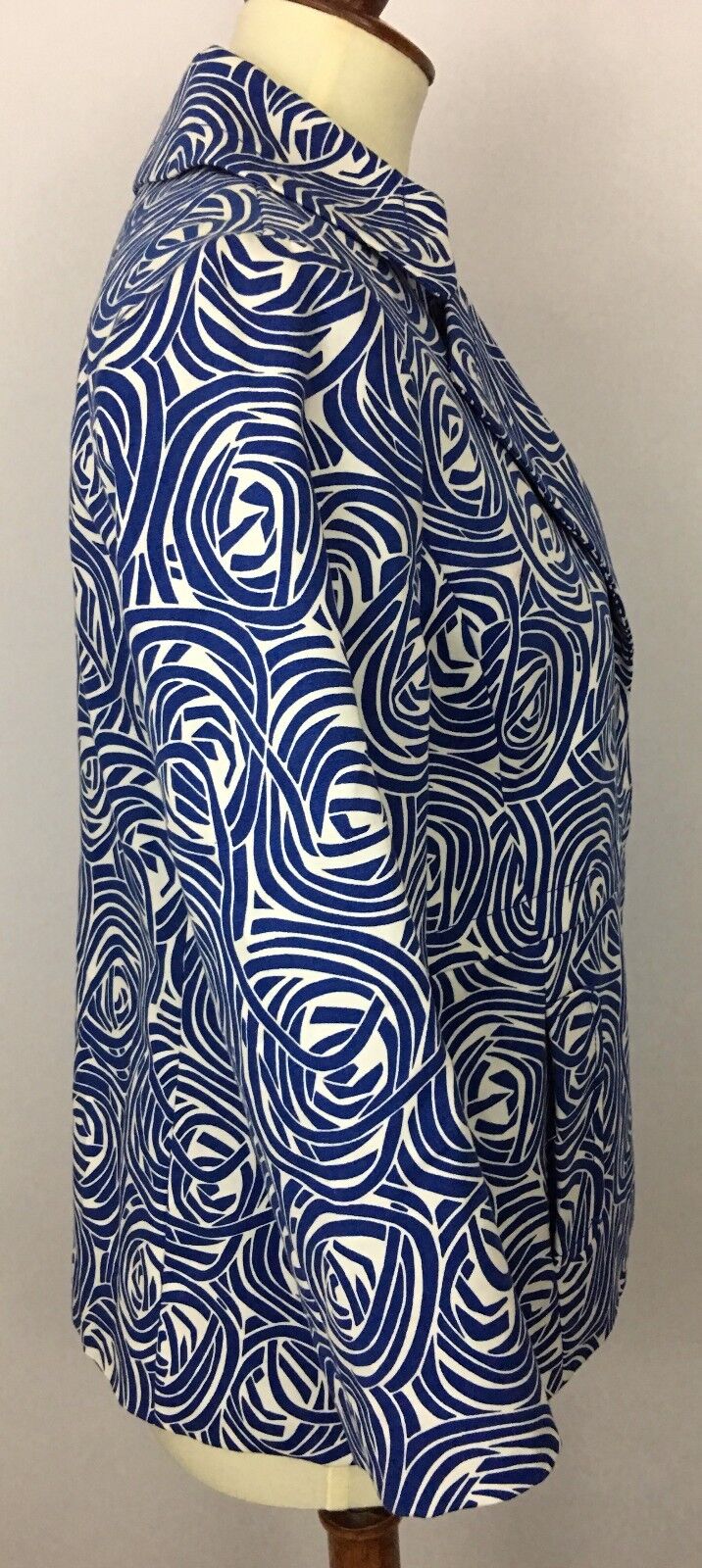 Rafaella Blue White Swirl Pattern 3/4 Sleeve Blazer Jacket Size M | eBay