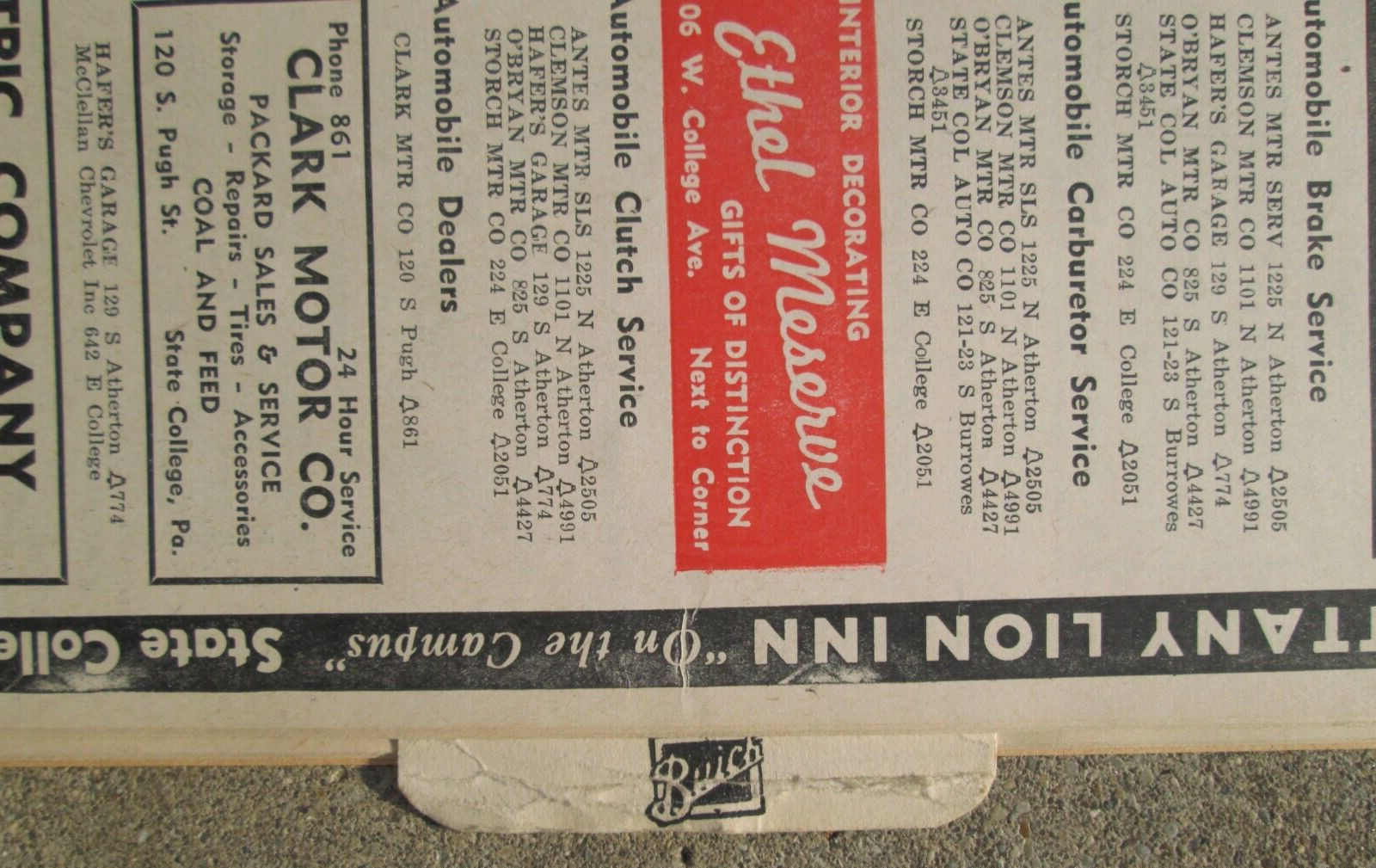 1947 State College Pa. Pennsylvania City Directory SSPB Local Ads!