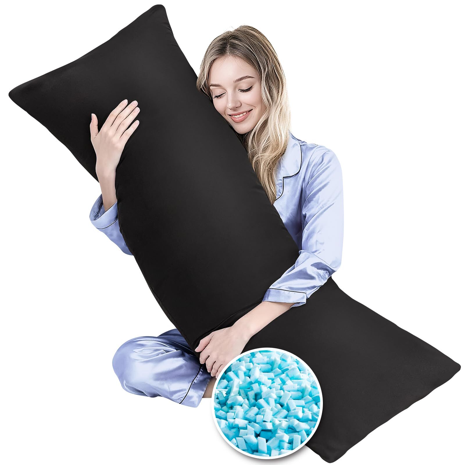 Memory Foam Body Pillow for Comfortable Sleep - Extra Long Bed Pillow  