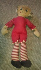 Vintage Creepy Cloth Stuffed Doll Losing Her Head As Is Needs Repair