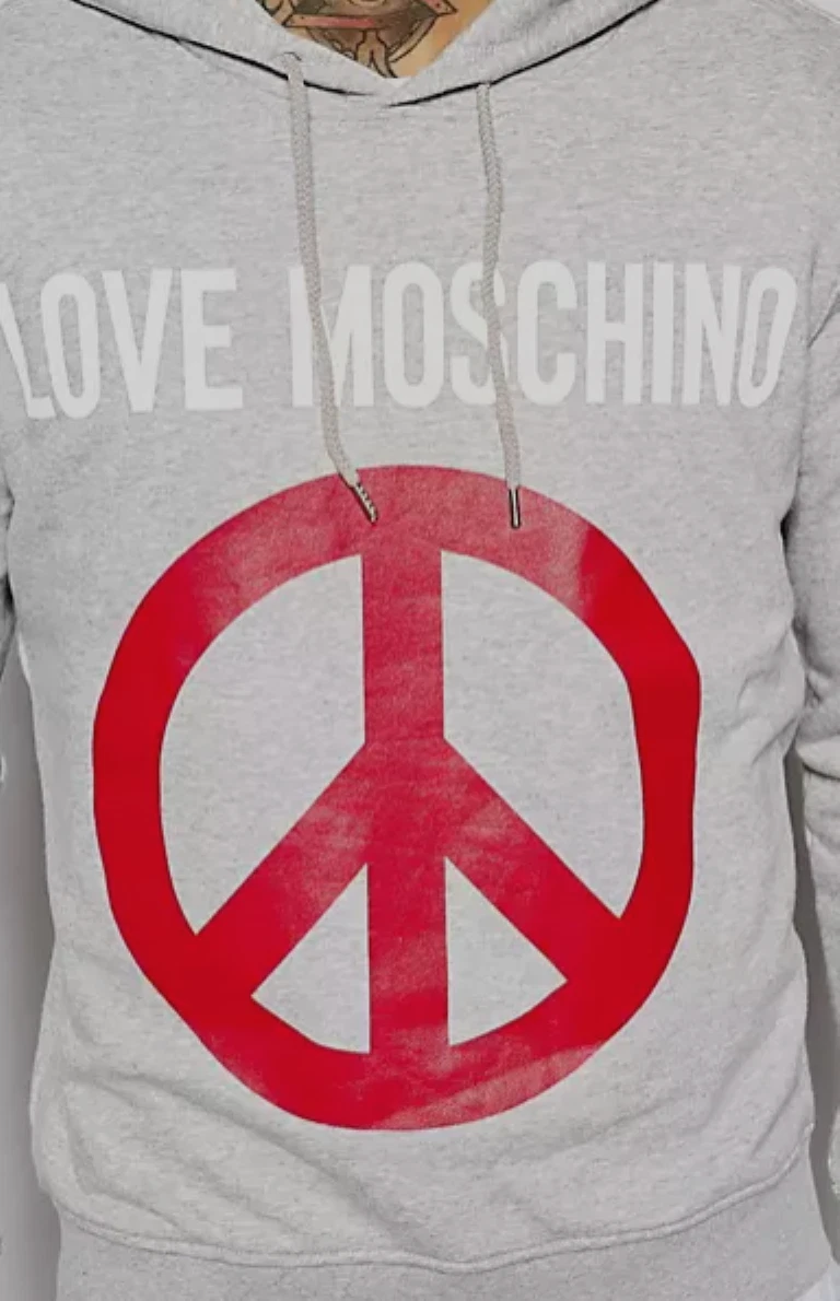 Moschino Peace Felpa con Felpa con Felpa Grigia Media TD121 FF 06