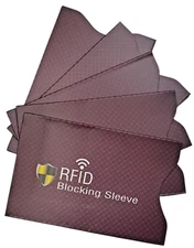 5 X RFID Blocking Sleeve NFC Anti Scan ID Credit Card Holder Case, Maroon Secure