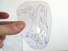 vtg 1960s 1970s Tattoo Flash acetate stencil Cartoon Vulture BR1