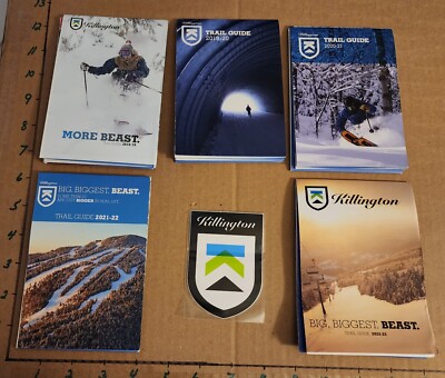 5 KILLINGTON SKI AREA TRAIL MAPS ( 5 YEARS) (2018-2023) & A DECAL ALL MINT